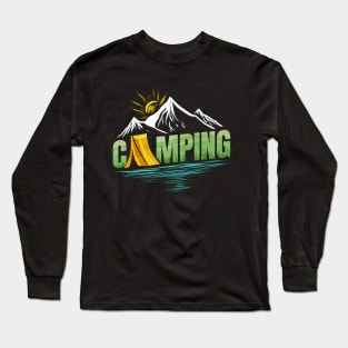 Sunrise In The Mountains By A Lake On Camping Long Sleeve T-Shirt